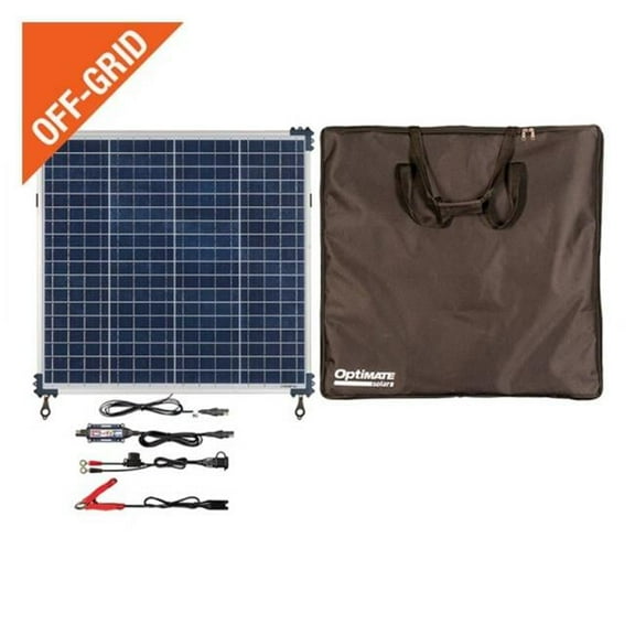 OptiMate Solar 60W Travel Kit, TM-523-6TK, 6-Step 12V 5A Weatherproof Solar Battery Saving Charger & Maintainer