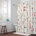 thumbnail image 5 of Watercolor Spring Flower Fabric Shower Curtain Floral Leaves Washable Shower Curtains for Bathroom, Waterproof Bath Curtain with Hooks Home Decor 72x72in, 5 of 8