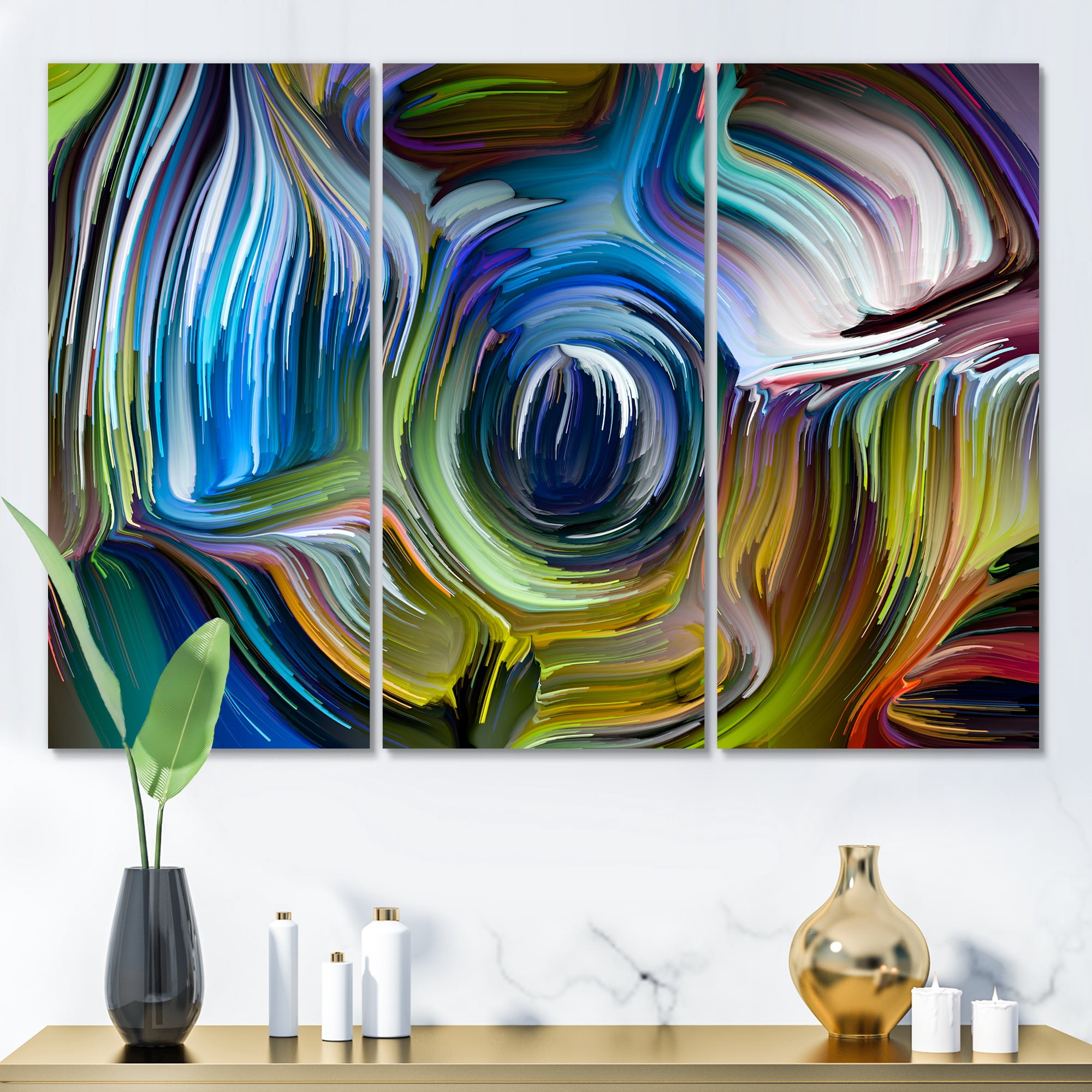 Designart ' Colour Spiral Fusion ' Modern Canvas Wall Art Print