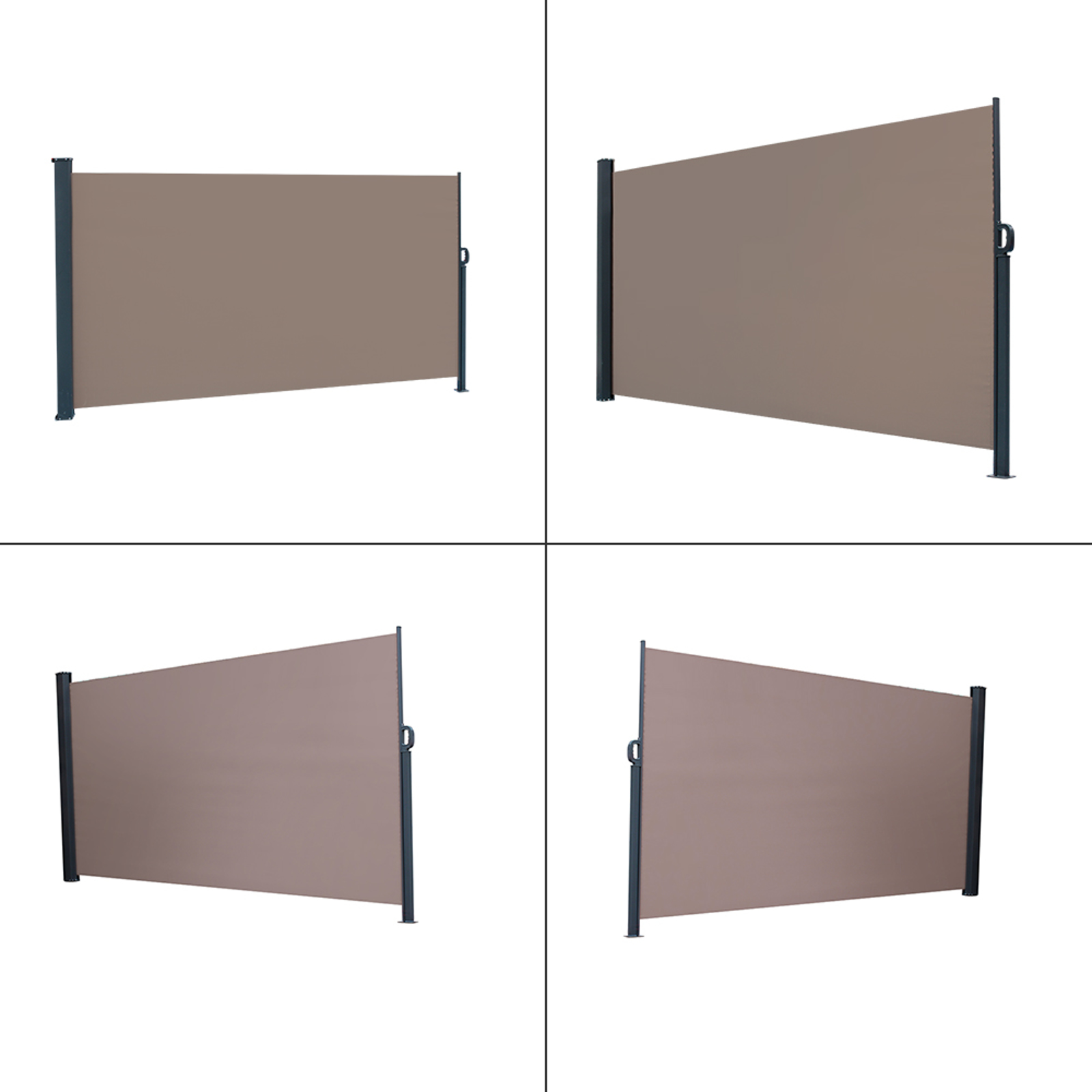 118" x 71" Outdoor Aluminum Handle Pentacle Side Pull Shed Office Partition Cafe Terrace Windshield Isolation Canopy Brown,durable and wear-resistant,Brown - image 5 of 9