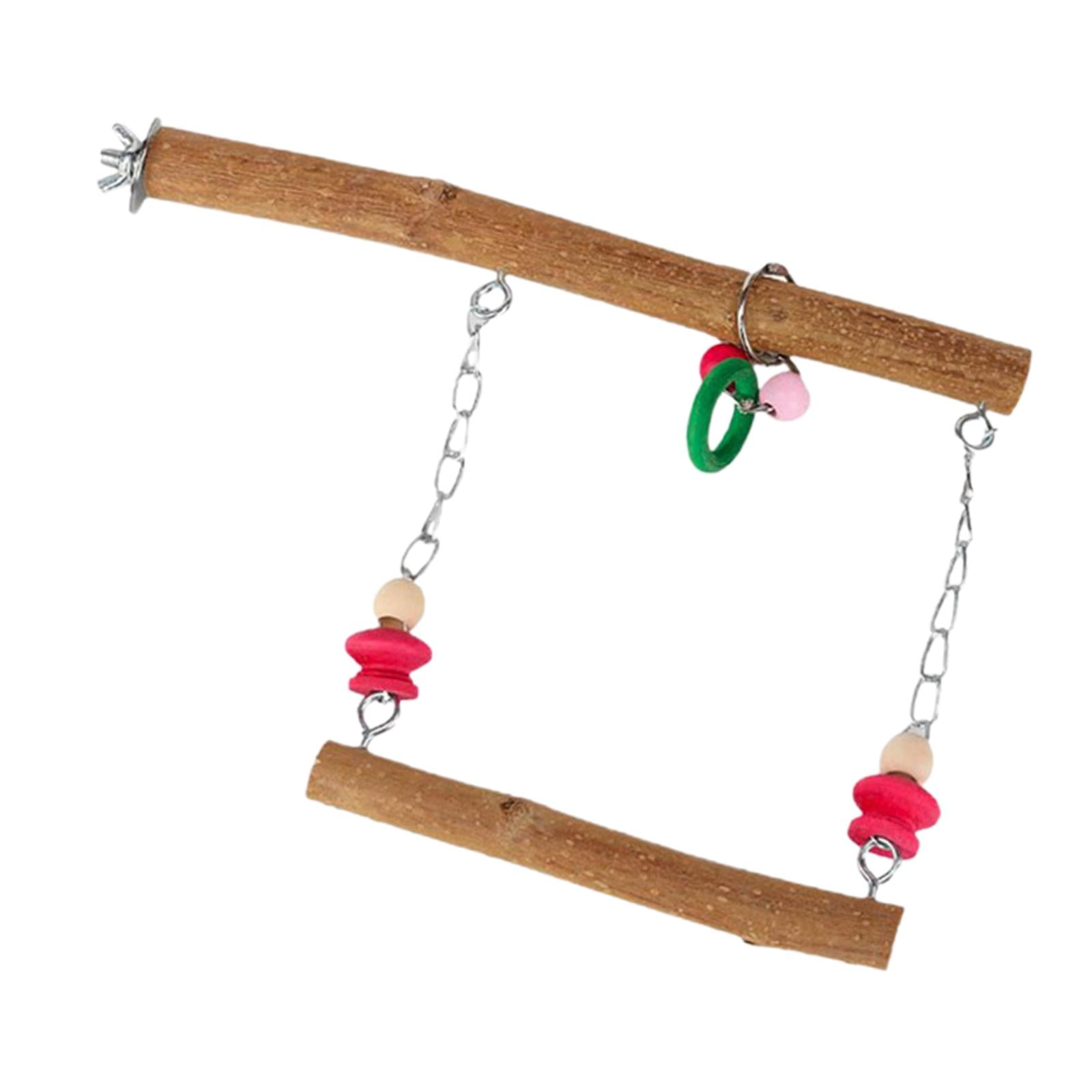 Bird Swing Toy Wooden Activity Center Parrot Toys for Budgie Parakeet