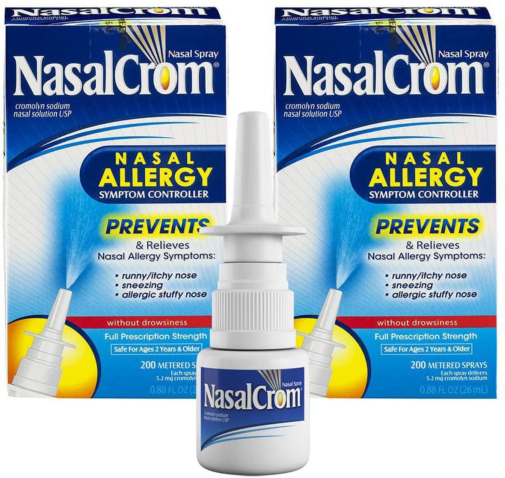 NasalCrom Nasal Allergy Sprays Symptom Controller, 200 Sprays .88 FL OZ, 2 Pack)
