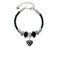 thumbnail image 2 of Delight Jewelry Silvertone Black Resin Heart with Clear Crystals in Frame Grandmother Celtic Knot Leather Bead Bracelet, 7"+2" Extender, 2 of 4