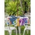 thumbnail image 3 of Outdoor Tablecloth with Umbrella Hole for Patio/Picnic/Party/Camping, Colorful Hands Print Waterproof Table Cloth Round Cover Washable, Cartoon Cute Funny White (Dia 54"), 3 of 8