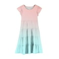 thumbnail image 5 of MKOSPLRT Girl's Summer Dresses Ruffle Sleeve Tiered Swing Midi Casual Sundress Cute Gradient Flower Girls Dress with Pockets Savings Kids Clothes, 5 of 5