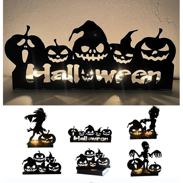 Candelabro de Esqueleto de Halloween, Decoración de Fiesta Espeluznante, Base de Metal Estable, Adorno Festivo para Festival de Fantasmas, Práctico Portavelas de Té, Centro de Mesa de Comedor con Car
