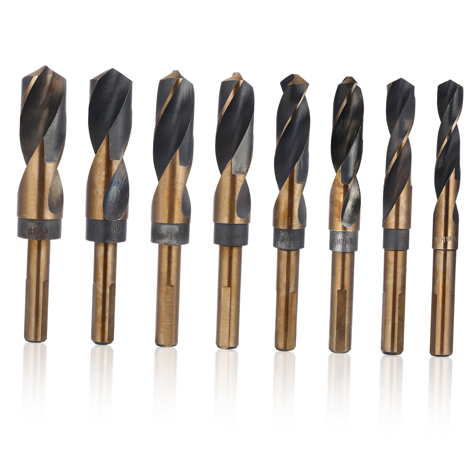 UPOUART 8-Piece Black Steel Metal Drill Bit Set for Aluminum Alloy, Plastic, and General Purpose Drilling