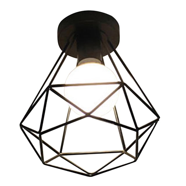 Lámpara de techo de montaje semi empotrado E27Base Accesorio de techo de jaula Diamante de luz blanca Yuyangstore Luz de techo de montaje semi empotrado