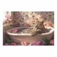 thumbnail image 2 of Mudket Framed Leopard in Floral Tile Bathroom Canvas Wall Art, Funny Leopard Print Bathroom Wall Decor, Animal Wall Art for Home, Ready to Hang - 12"L x 8"W, 2 of 10