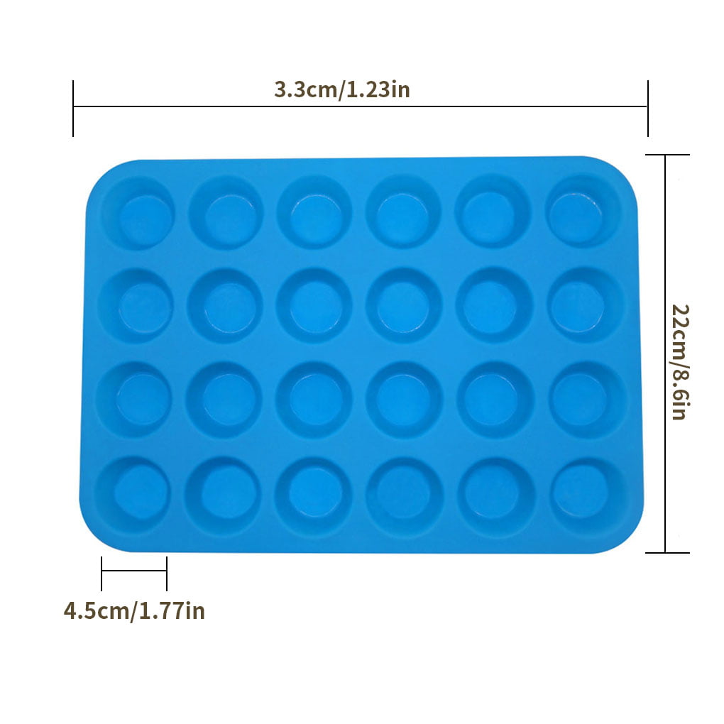 24 Cavity Silicone Muffin Cup Cake Cookie-Chocolate-Mould Pan Baking Tray M G5X3 