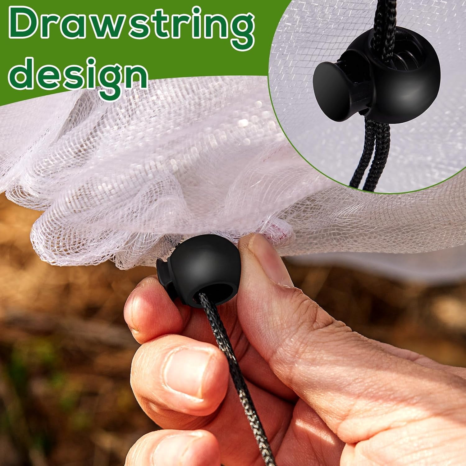 2PCS Fruit Tree Netting with Drawstring, 8.2 x 6.6 ft Ultra-Fine Mesh Garden Insect & Bird Protection Cover, Breathable Reusable Tree Netting for Citrus, Apple, Peach & Shrubs