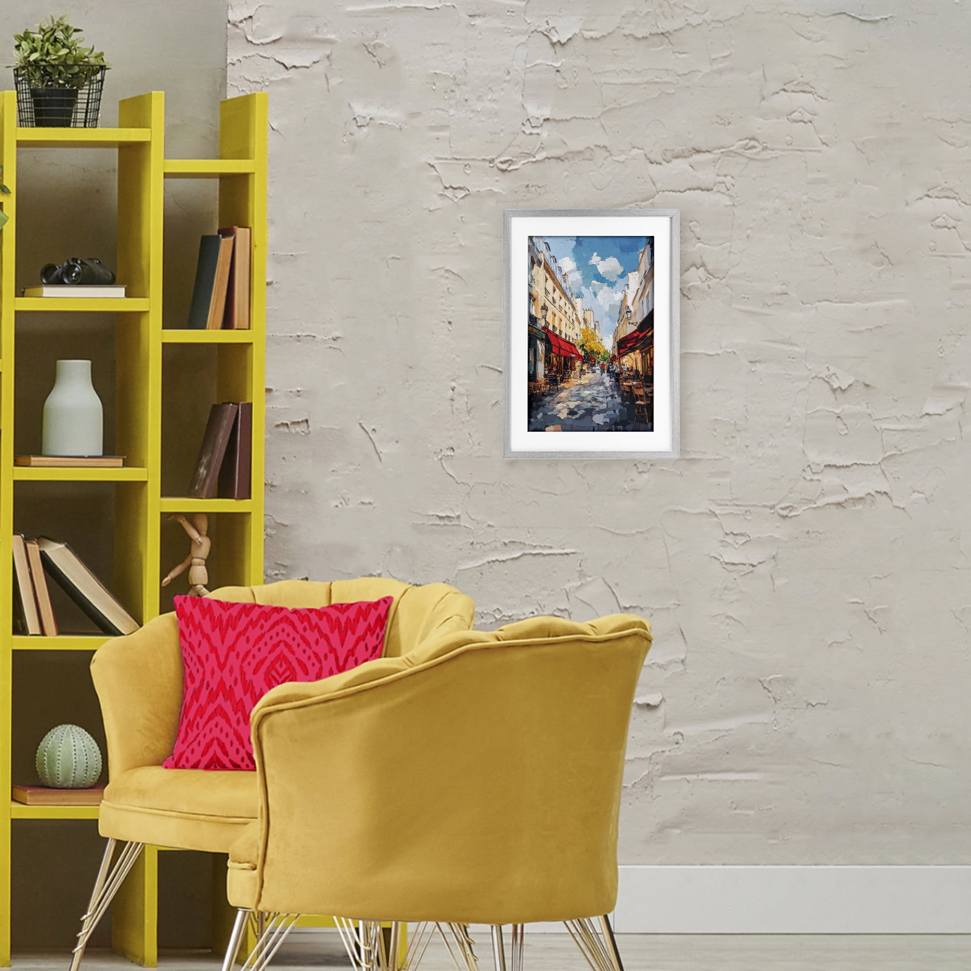 Stupell Industries Charming Paris Street Scene Gray Framed Print Under Glass, design by Petal Prints Design