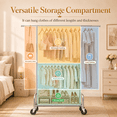thumbnail image 4 of UNTIMATY Heavy Duty Clothes Rack, Double Rod Clothing Rack for Hanging Clothes, Rolling Garment Rack, Adjustable Freestanding Wardrobe Closet Coat Rack for Bedroom Laundry Living Room, Silver, 4 of 12