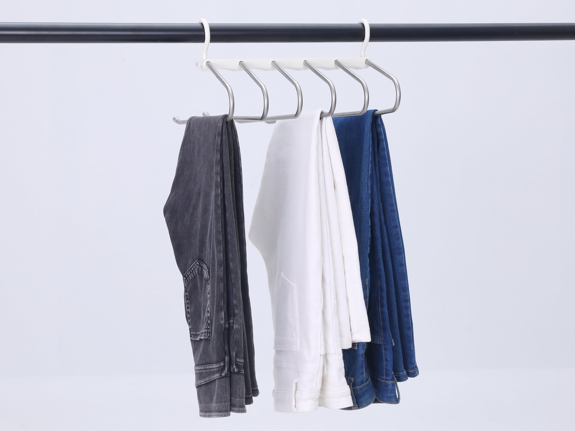 Unique Bargains Space Saving Non Slip Metal Pants Hangers 2 Pcs White