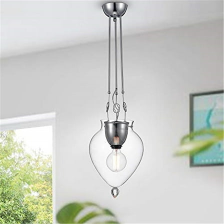 Warehouse of Tiffany Kristjan Chrome 1-Light Pendant with Clear Glass Shade