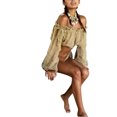 thumbnail image 6 of Seyurigaoka Women Summer Tops Off Shoulder Long Puff Sleeve Bikini Cover Blouse, 6 of 6