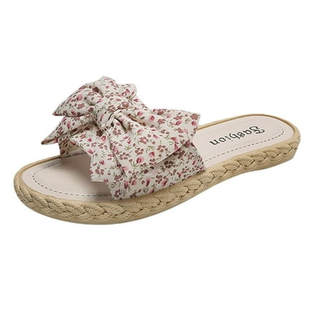 

KmaiSchai Hot Pink Pom Poms Summer Women Bowknot Beach Sandals Fashion Sandals Soft Sole Solid Color Open Toe Casual Comfortable Western Sandals For Women Women Fuzzy Slippers Sandals Leopard Womens