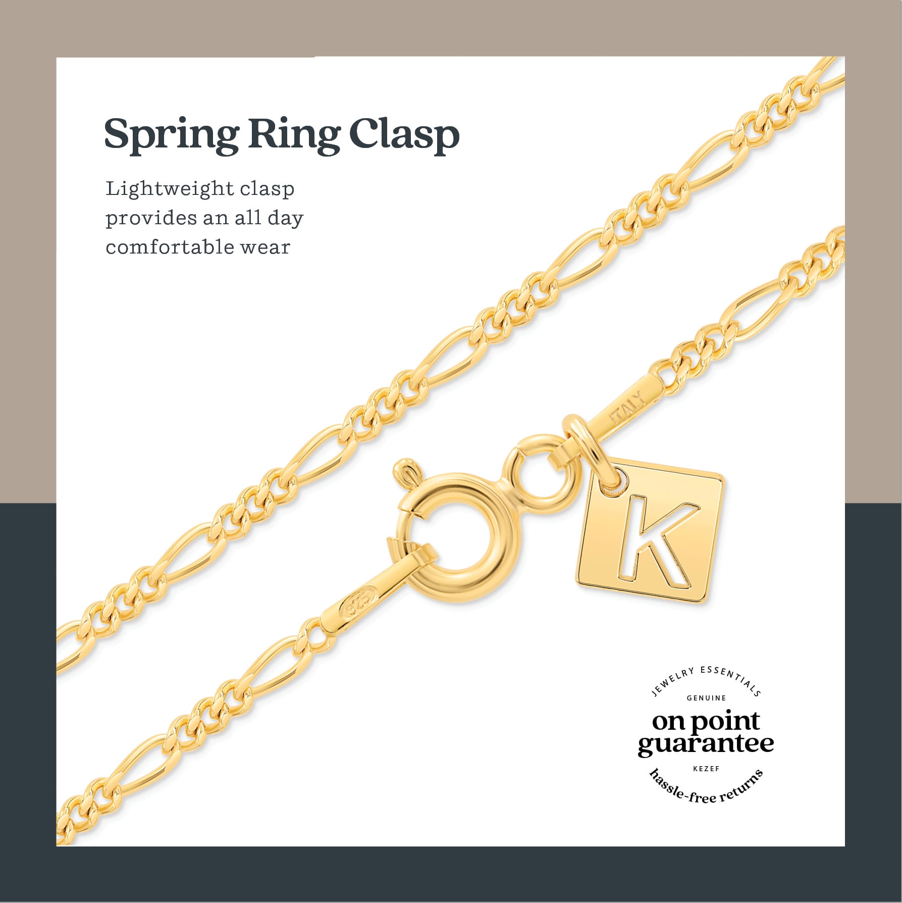 Kezef 1.5mm Sterling Silver Figaro Chain Necklace 30 Inch – Italian Gold Plated Jewelry