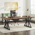 thumbnail image 1 of Tribesigns 70.8-Inch Executive Desk, Large Computer Office Desk Workstation, Modern Simple Style Laptop Desk Study Writing Table Business Furniture for Home Office (Brown/Black), 1 of 7