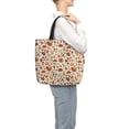 thumbnail image 3 of Defioc Thanksgiving Food Pattern Tote Bag for Women,Large Capacity Tote Bag with Zipper Casual Shoulder Handbags Shopping Bag, 3 of 8