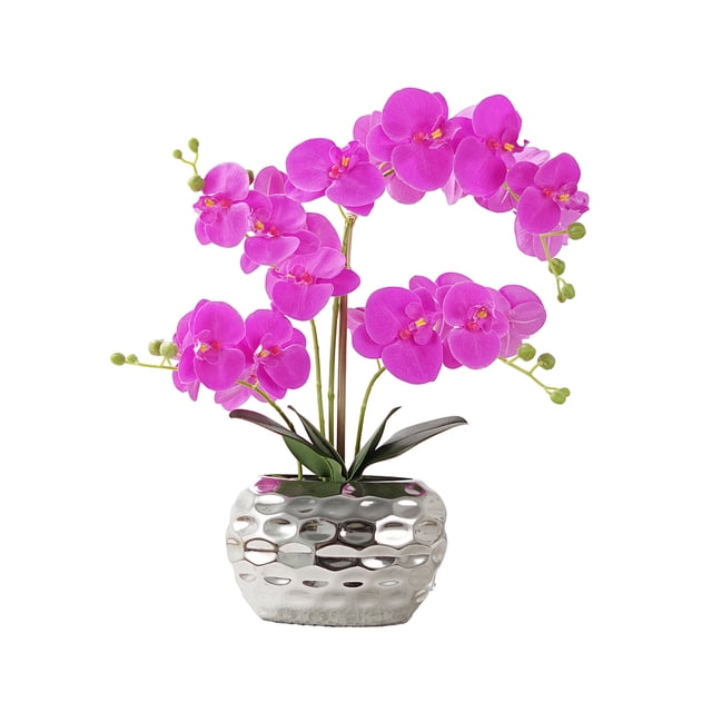 Guardoinrt Realistic Artificial White Orchid Plant In Pot - Low Maintenance Wide Application Realistic purple