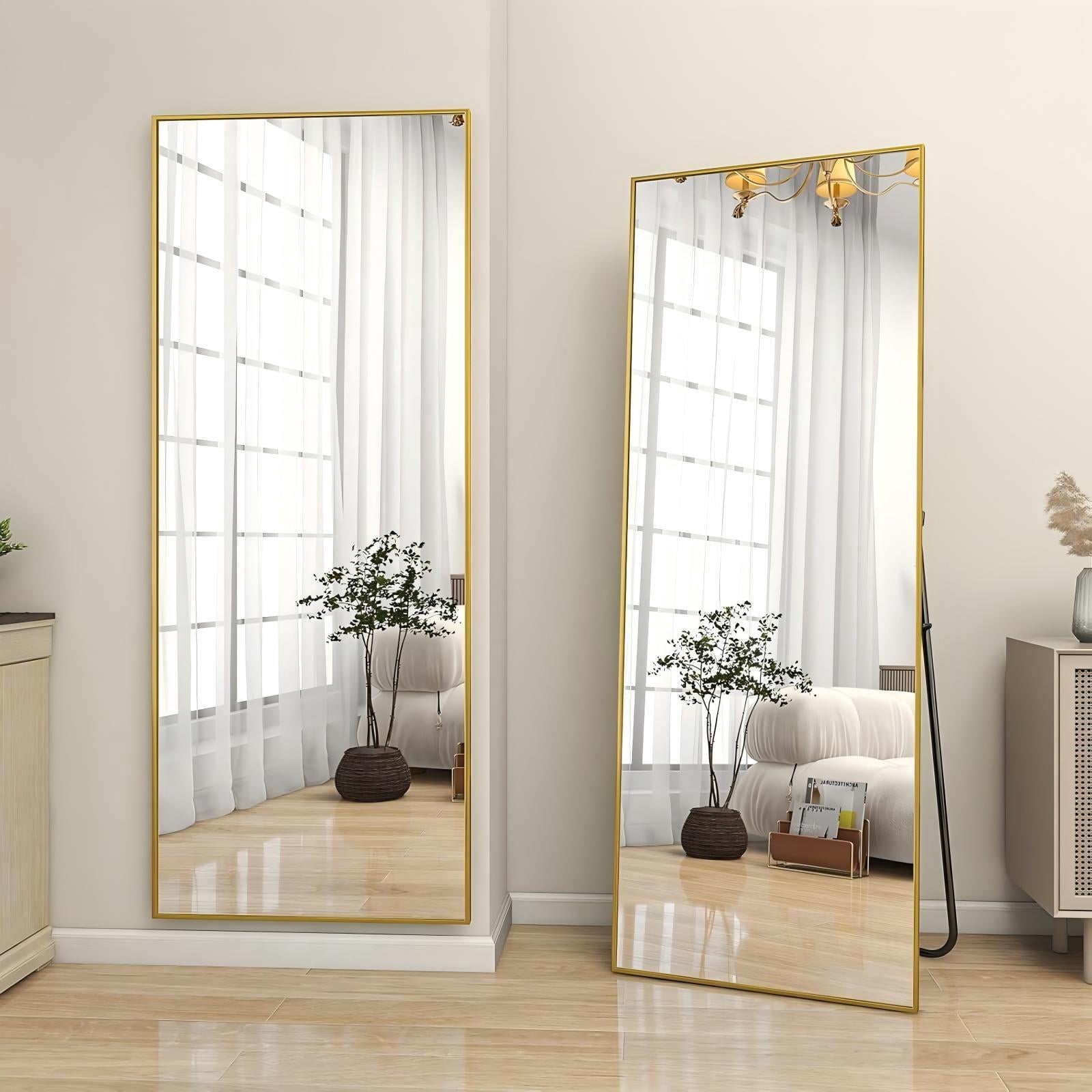 Mirrasia 58" x 18" Full Length Mirror Floor Mirror with Aluminum Frame Freestanding, Gold