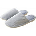 thumbnail image 6 of Men's and Women's Washable Linen-Cotton Slippers: Striped Closed Toe with Gripped for Home Comfort, 6 of 9
