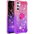 thumbnail image 7 of Clear Case for Samsung Galaxy A34 with Kickstand for Girls Women, Liquid Glitter Sparkle Bling Cute Case Gradient Quicksand Cover for Samsung Galaxy A34 JB Pink Mauve, 7 of 7