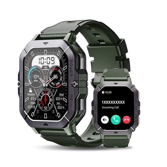 SKMEI Military Smart Watches for Men (Answer/Make Calls), 2.02'' Fitness Smart Watch for Android and iPhone, Waterproof Fitness Tracker, 100  Sport Modes，Mens Watch