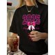 thumbnail image 1 of 1pc Vintage Style 2025 Happy New Year T-Shirt for Women, Geometric Pattern, Cotton Knit Fabric, Crew Neck, Short Sleeve, Regular Length, Casual Summer Top, 1 of 6