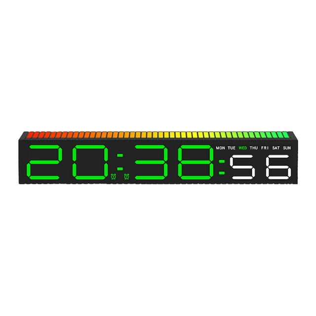 Descripción del reloj LED de reloj digital, reloj 9 color intercambiable, regalos Gran exhibición fácil de leer para la oficina de la sala de estar de Digital verde