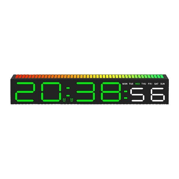 Reloj digital con pantalla grande y 3 ajustes de brillo para decoración del hogar. Dos modos de visualización. Digital verde
