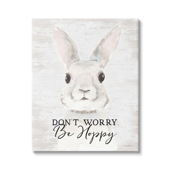 Stupell Industries Don't Worry Be Hoppy Easter Bunny Rabbit Pun,30 x 40, Design by Lettered and Lined