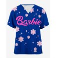 thumbnail image 5 of Uniforme de enfermería para mujer, top estampado de princesa Barbie, accesorios, uniforme de médico, uniforme de hospital, enfermera, salón de belleza, top esmerilado, 5 of 5