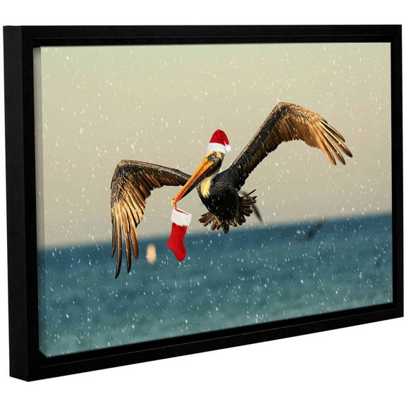 ArtWall Lindsey Janich "Christmas Pelican 1" Gallery-Wrapped Floater-Framed Canvas