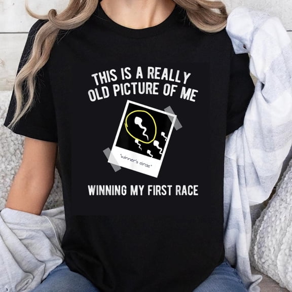 100% Cotton This Is A Really Old Picture Of Me Winning My First Race T-Shirt