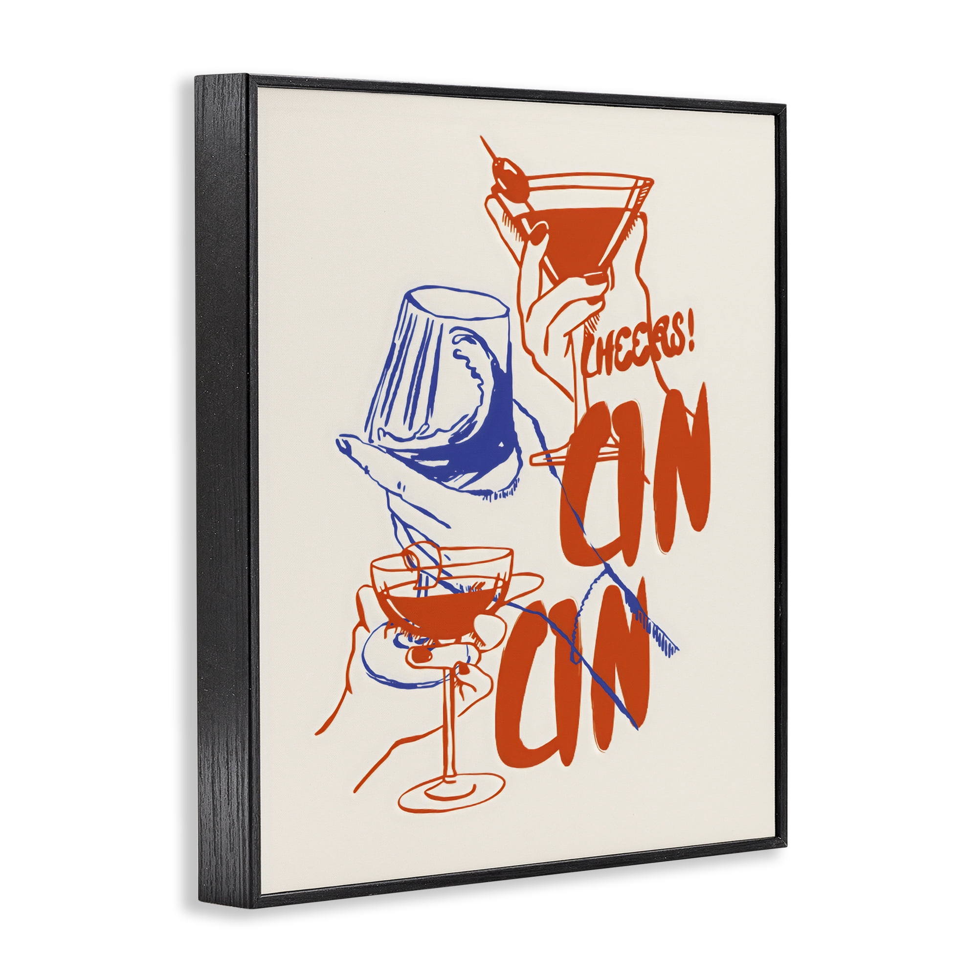 Stupell Industries Retro Cheers Cocktail Toast Black Framed Giclee Art, design by The Prints Vibe