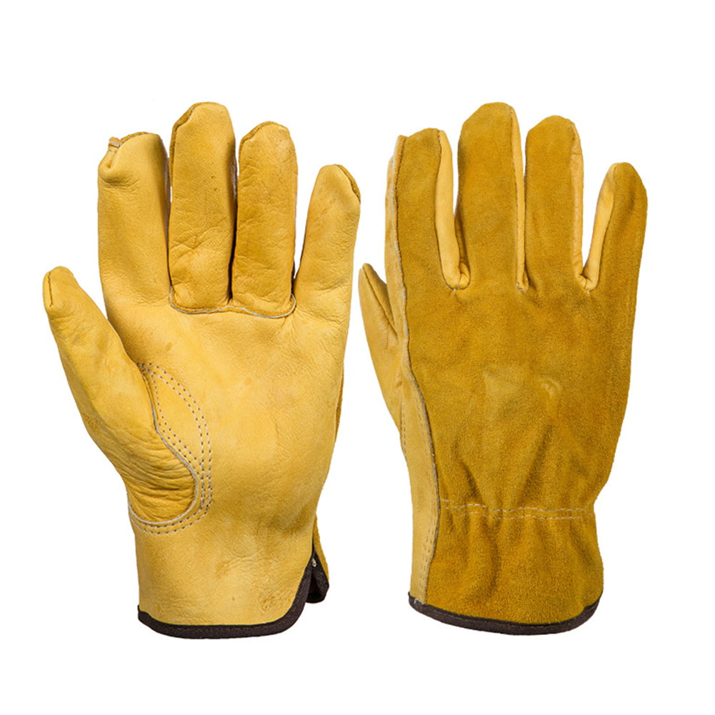 1Pair L/XL Working Cowhide Leather Gloves Garden Labor Safety Security Protector 