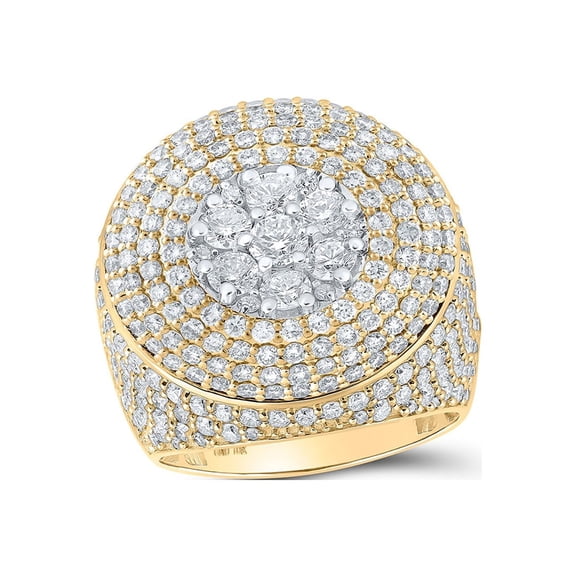 10kt Yellow Gold Mens Round Diamond Presidential Cluster Ring 6 Cttw