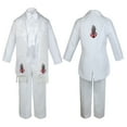thumbnail image 3 of Baby Boy Teen Baptism Formal White Tail Suit Silver Gold Maria on Stole & Back Sm-20, 3 of 4