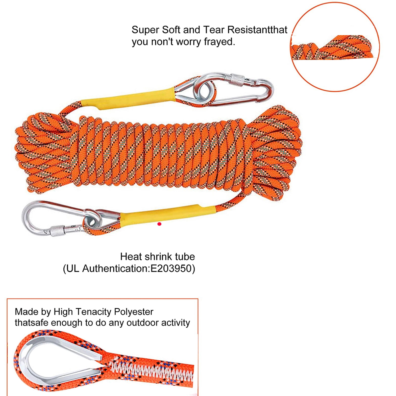 Climbing Ropes, Mountain Rock Rope，Dynamic Climbing Ropes, Outdoor Safety Rope 10 mm/3.93 Inches