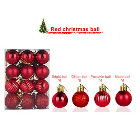 Jeobest Christmas Hanging Ball Ornaments - Christmas Tree Ball Ornaments - Christmas Ornament Ball Set 24PCS 3cm Mini Christmas Decorations Tree Balls for Holiday Wedding Party Decoration