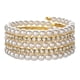 thumbnail image 1 of Nvzi Pulsera de perlas de imitación con múltiples filas de cristales en capas, apilable, brazalete abierto, joyería nupcial para bodas, color dorado, 1 of 4