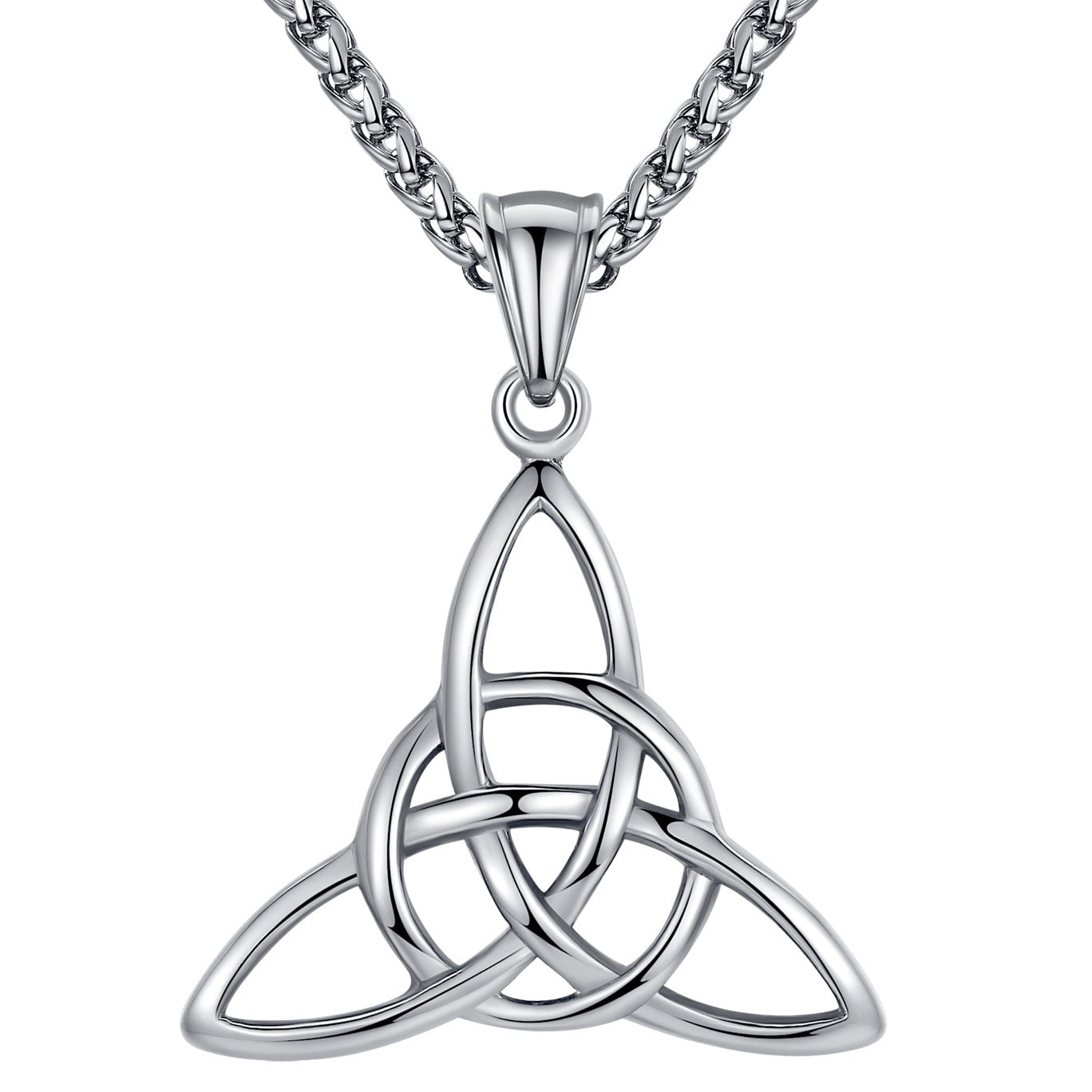 Celtic Knot Triquetra Both Sided Necklace Pendant Men's Stainless Steel Charm