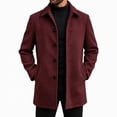thumbnail image 4 of FRSASU Men's Mid‑Length Overcoat Single‑Breasted Notched Lapel Collar Warm Casual Business Winter Outerwear Coat Wine, 4 of 6