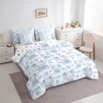 thumbnail image 3 of Homewish Cute Aniaml Elephant 7pcs Bedding Comforter Set,Cartoon Loves Pattern Queen Bedding Sets,White Blue Queen Sheet Sets For Kids,Breathable Home Decor Reversible, 3 of 8