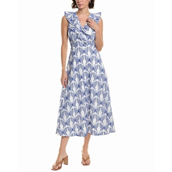 Milly womens  Butterfly Eyelet Dress, 8, Blue