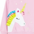 thumbnail image 4 of HILEELANG Girls 2T-7Y Cotton Crewneck Sweatshirt, Ruffle Mane Unicorn Applique, Pink, Long Sleeve, 4 of 5