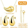 thumbnail image 3 of Titanium Steel Drop Shape Pendant Necklace Teardrop Earrings Sets Hypoallergenic 18K Golden Plated Waterdrop Necklace and Earring Studs for Women Gifts, 3 of 7