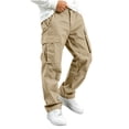 thumbnail image 2 of Spazoro Boys Cargo Pants with Multi-Pockets, Straight Leg Solid Color Breathable Elastic Waist Casual Trousers for Daily Streetwear Khaki Size 7-8, 2 of 6